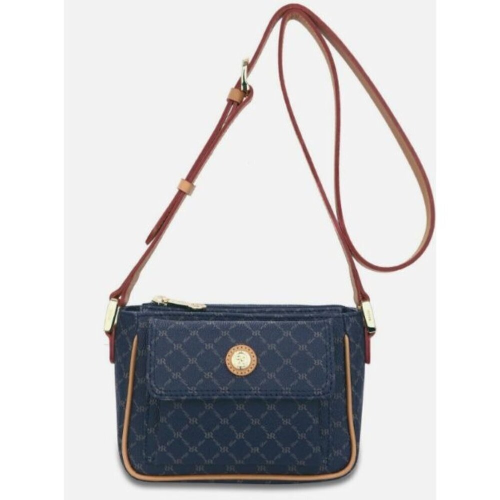 RIONI SIGNATURE Navy blue small POCKET PURSE CROSSBODY BAG